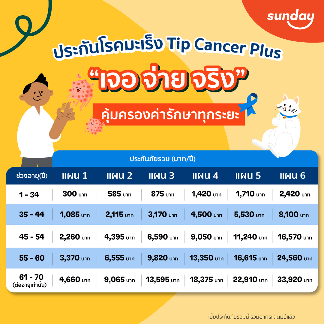 ประกันภัยโรคมะเร็ง (Tip Cancer Plus)